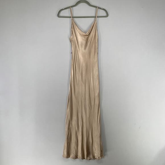 Shona Joy Women Bias Cowl Dress 4 Gold La Lune Sleeveless Midi Slip Sleeveless * - Picture 2 of 11